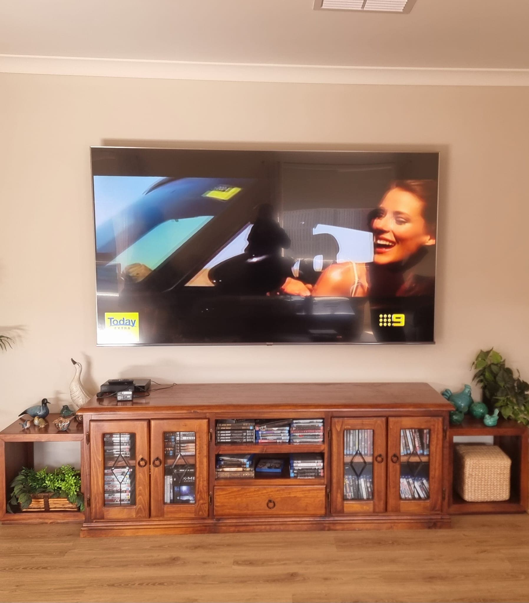 Portrait TV install showing Channel 9 broadcast