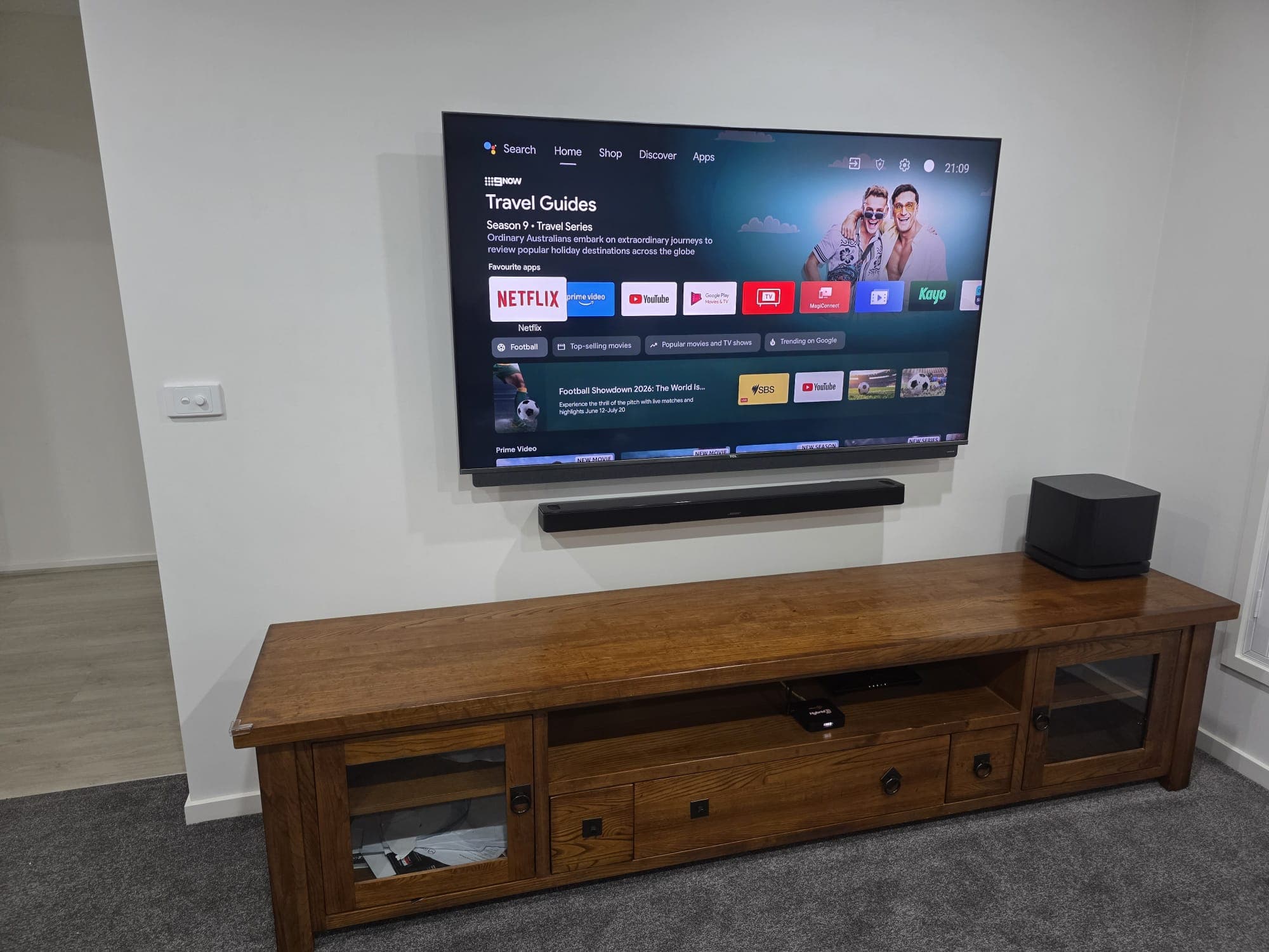 Completed TV wall installation in a Melbourne home